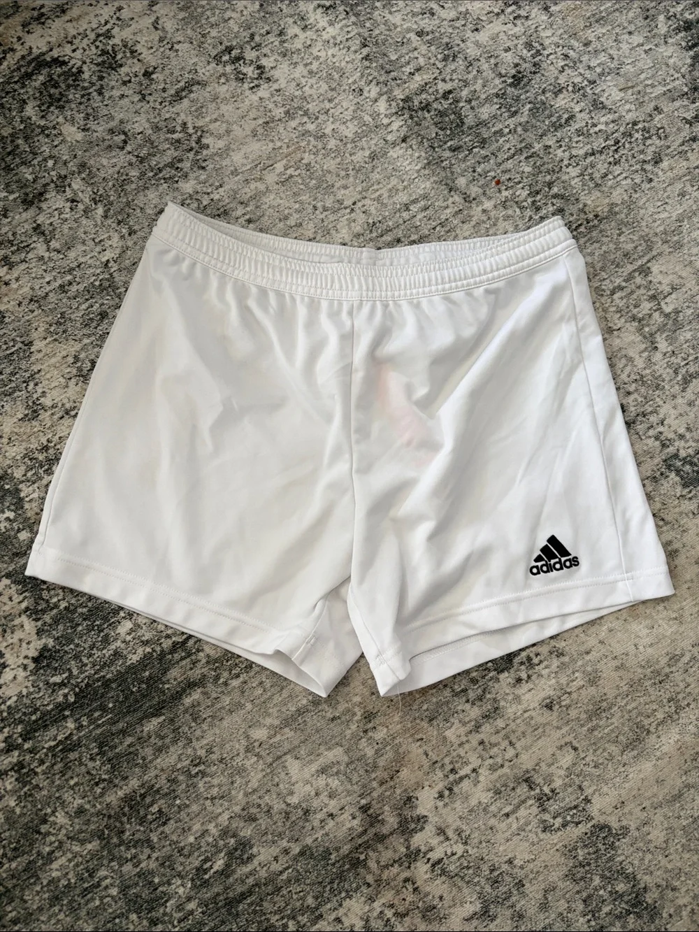 adidas White Athletic Shorts with Black Logo Detail
